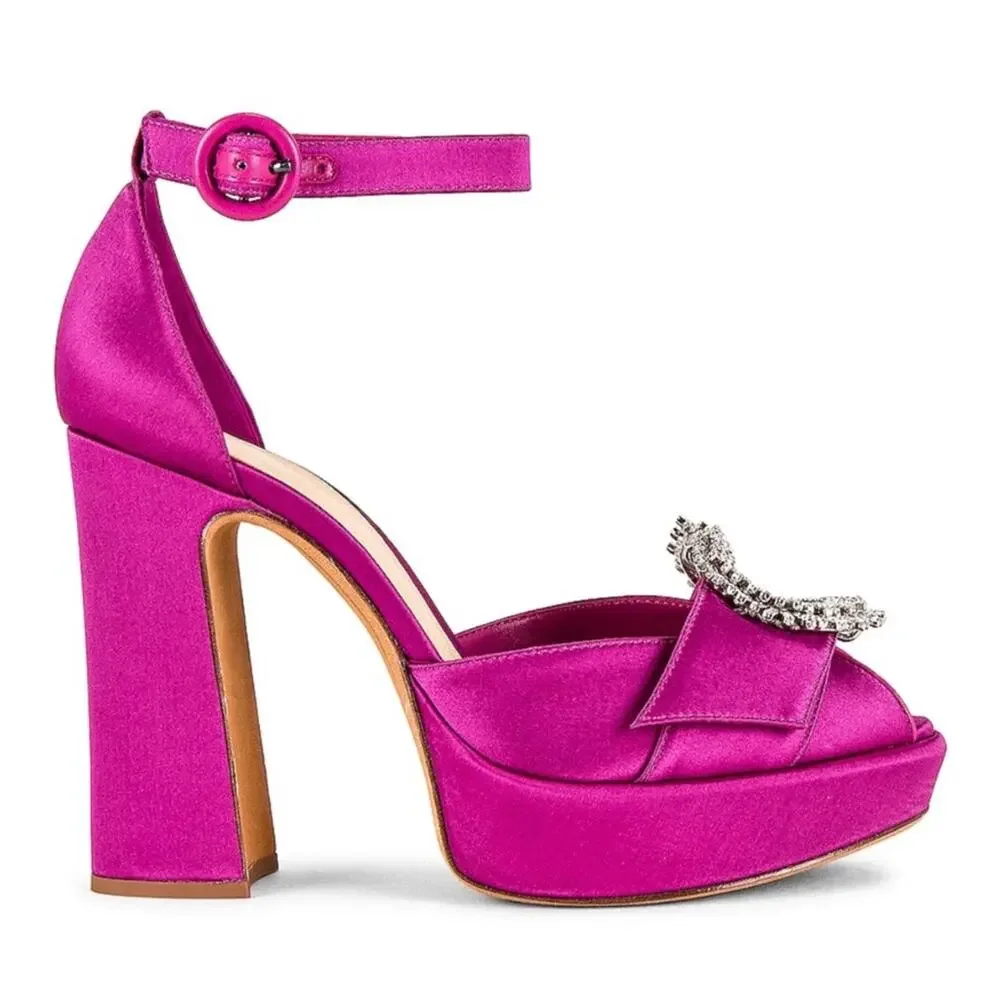 ALEXANDRE BIRMAN Madelina Curve 120 Pink Crystal Platform Heels Size 38